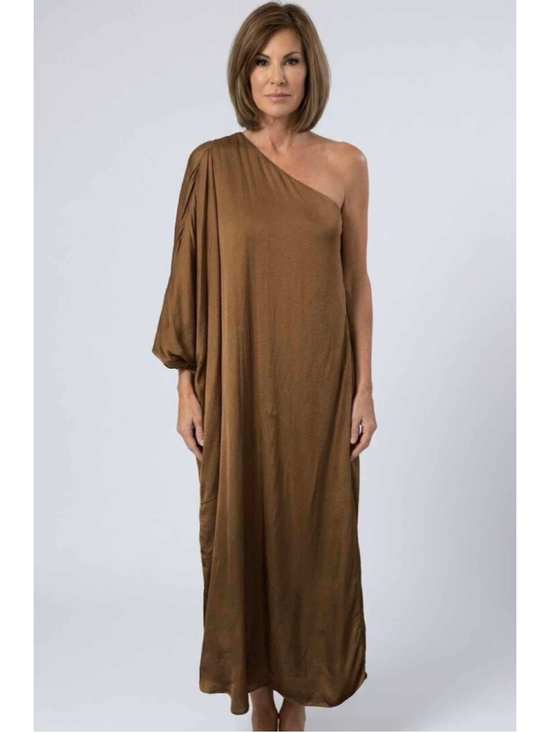 STAUD Dresses & Skirts - STAUD One-Shoulder Sonya Dress, Caramel
